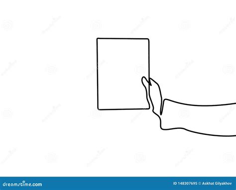 Continuous Line Drawing Hand Holding A Blank Sheet Of Paper With ...