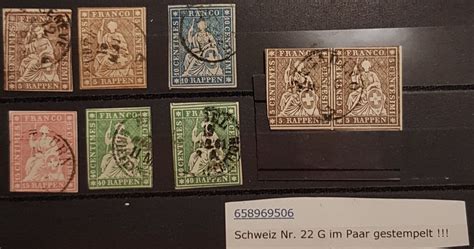 8 Sitzende Helvetia 1854 Davon 1 Paar 5 Rappen Gestempelt Kaufen Auf