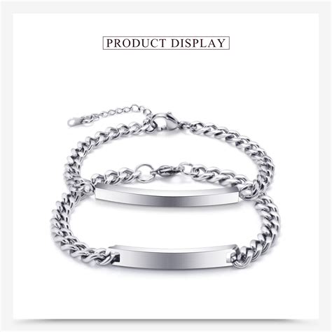 New Fashion High Polished Silver Stainless Steel Bracelet For Couples