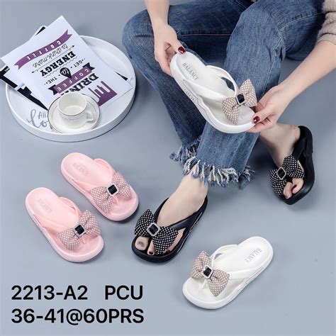 Jual Sandal Jepit Wedges Wanita Motif Pita Jelly Empuk Import Mj