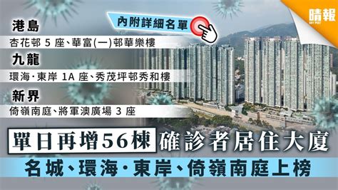 【新冠肺炎】單日再增56棟確診者居住大廈 名城、環海．東岸、倚嶺南庭上榜【內附詳細名單】 晴報 健康 呼吸道疾病 D200730