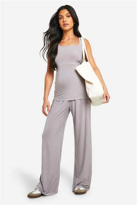 Trousers Maternity Soft Touch Wide Leg Trousers Boohoo