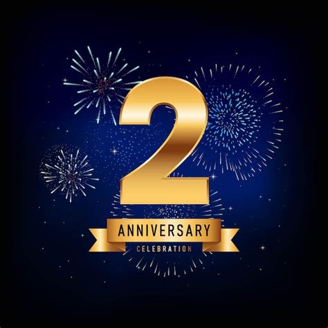 Premium Vector Nd Anniversary Template Design With Golden Ribbon