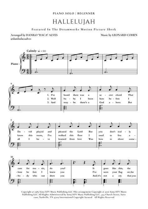 Hallelujah Arr Danilo Daca Alves By Andrea Bocelli Sheet Music For