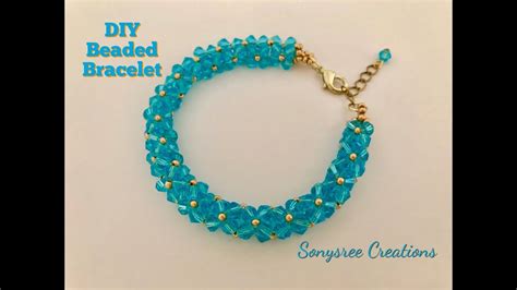 Aqua Bracelet Diy Beaded Braceletbicone Bracelet How To Make Beaded Bracelet Youtube