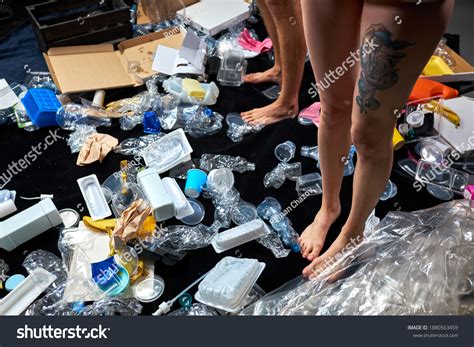 Naked Man Woman Stand Among Plastic Stock Photo Shutterstock