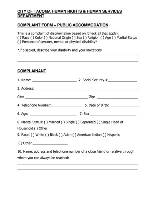 Fillable Online Cms Cityoftacoma City Of Tacoma Human Rights Human