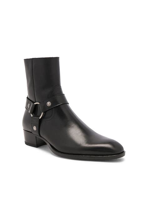 Saint Laurent Wyatt 40 Harness Boot In Black Leather Modesens