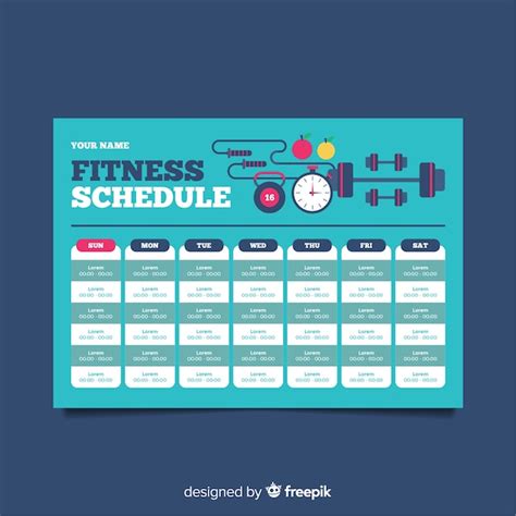 Plantilla moderna de horario de gimnasio con diseño plano Vector Gratis