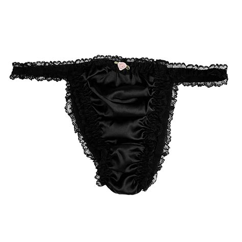 Satin Silky Sissy Cdtv Frilly Lace Bikini Tanga Knickers Panties Sizes