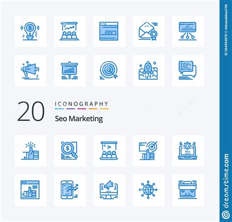 20 Seo Marketing Blue Color Icon Pack Like User Target Business User