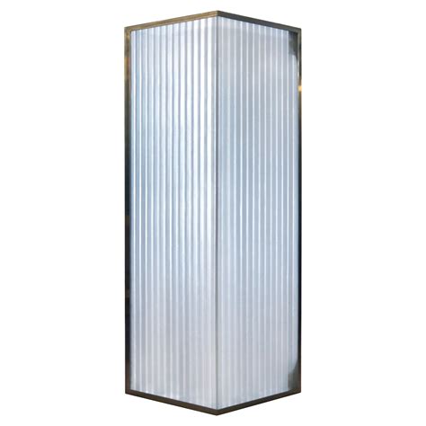 1990s Large Moveable Corrugated Translucent Glass Panel 90 Degree Angle Frame For Sale At