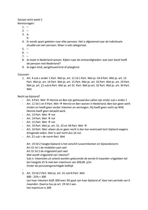 Sociaal Recht Week Verplichte Huiswerk Opdrachten Uit De Les Met