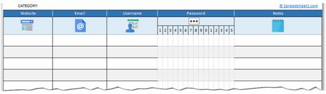 FREE Printable Password Log Excel Template