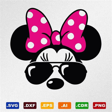 Minnie Mouse Gafas De Sol Svg Dxf Eps Ai Cdr Archivos Etsy