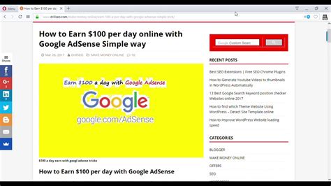 How To Make 100 Per Day Online With Google AdSense Adsense Earning