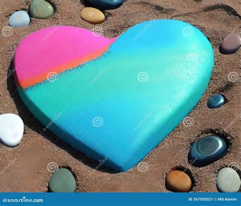 Heart Made Out Of Rocks On A Beach By Ai Generated Stock Image Image