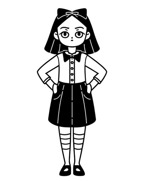 Kolorowanka Mała Wednesday Addams Pobierz wydrukuj lub pokoloruj