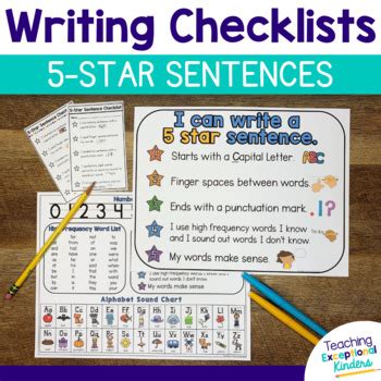 Student Writing Checklist Star Sentence Writing Posters And Checklists