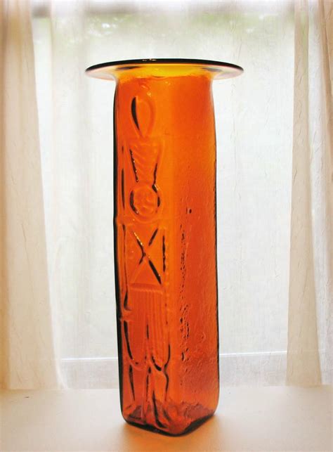 Vintage Blenko Glass Tall Soldier Vase Designed By Joel Myers 6520 1791807162