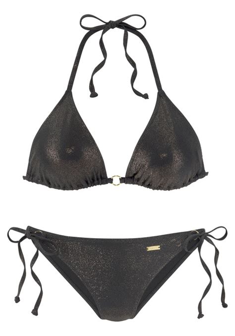 LASCANA Triangel Bikini Gloss Schwarz Cup C D 34 LASCANA De