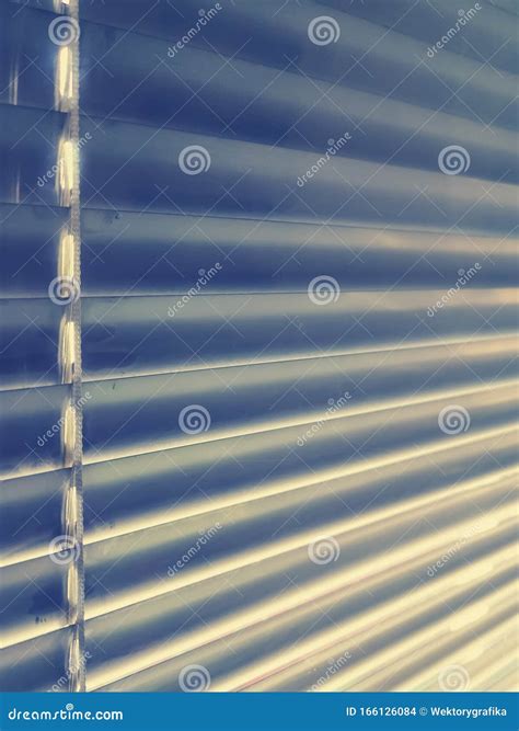 Sunblinds Silver Aluminum Louver On Window Horizontal Pattern Shutters On Glass In The Office