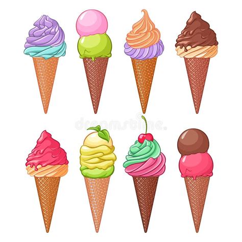 Vector Set Of Colorful Assorted Ice Cream Isolated On White Background