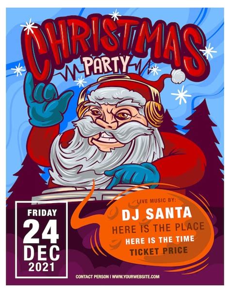 Premium Vector Dj Santa Claus Christmas Party Poster