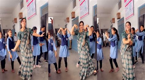 Viral Video Teacher Dance To Gulabi Sharara Song With Students