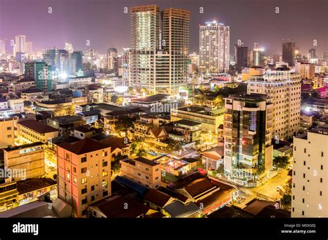 City Of Phnom Penh Cambodia At Night Stock Photo Alamy