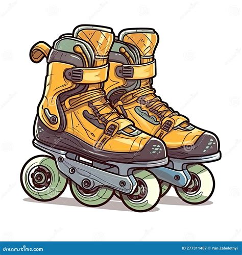 Boy On Rollerblades Cartoon Illustration Cartoondealer