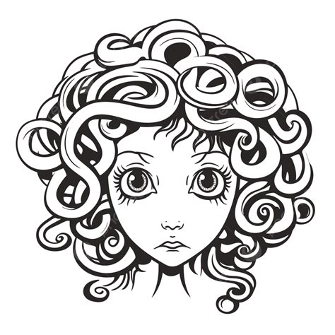 Chica De Vector Con Dibujo De Boceto De Contorno De Vector De Pelo Rizado Png Dibujo De Medusa