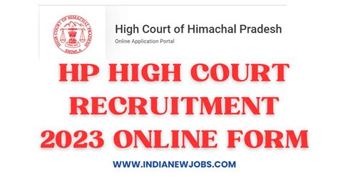 HP High Court Recruitment 2023 Notification Online Form