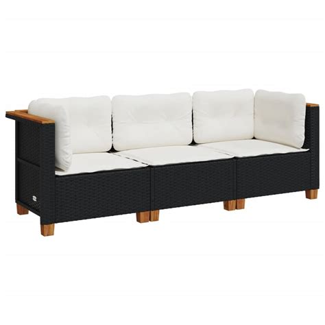 Sofa Ogrodowa 3 Osobowa Rattan PE Czarna 190 5x63 Inna Marka Sklep