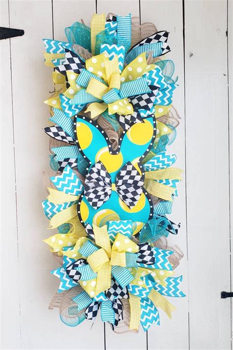 Easter Bunny Swag For Front Door Spring Porch Decoration Bunny Wreath