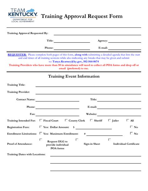 Kentucky Training Approval Request Form Fill Out Sign Online And