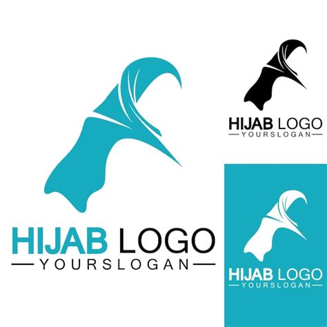 Plantilla de vector de diseño de logotipo hijab Vector Premium