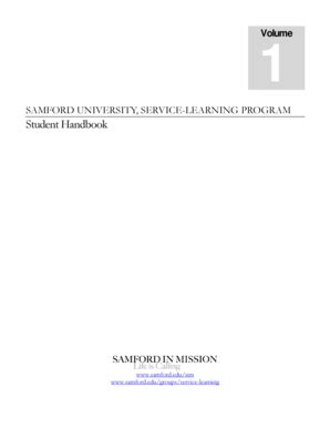 Fillable Online Samford Service Learning Student Handbook