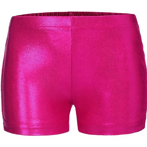 Iefiel Girls High Waist Metallic Dance Shorts Gymnastics Workout