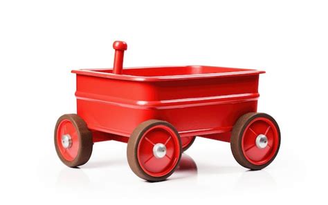 Premium Ai Image Classic Red Wagon Toy Alone On White Background