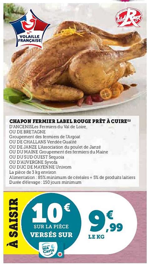 Promo Chapon Fermier Label Rouge Pret A Cuire Chez Hyper U Icatalogue Fr