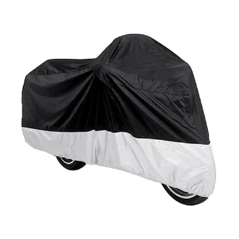 AUTO Waterproof motorcycle cover Black + silver Polyester coating Motorcycle waterproof cover ...