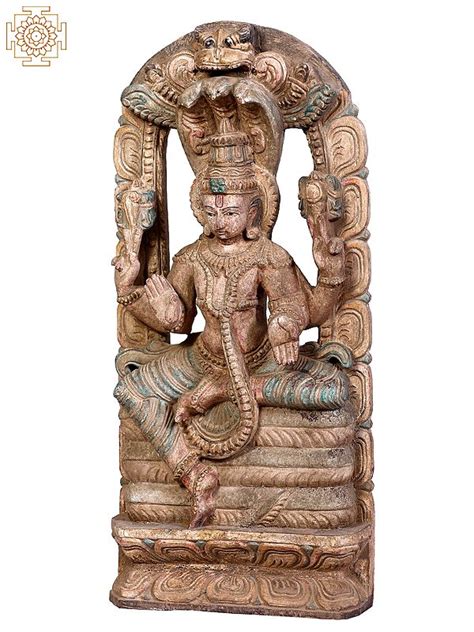 21 Wooden Lord Vishnu Seated On Throne With Kirtimukha Exotic India Art