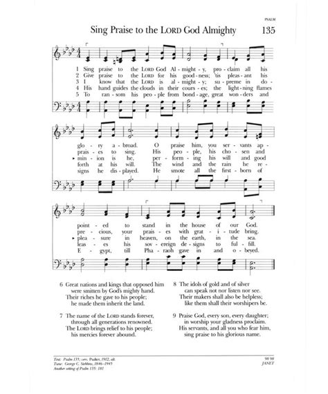 Psalter Hymnal Gray 135 Sing Praise To The LORD God Almighty