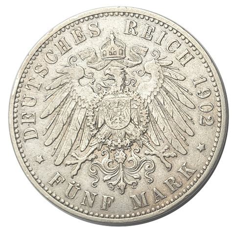 Deutsches Kaiserreich 5 Mark Silber Kaiser Wilhelm II 1902 A