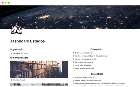 Dashboard Para Estudos Notion Template