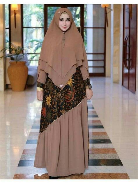 77 Desain Baju Gamis Batik Kombinasi Polos Pakaian Wanita Model Baju