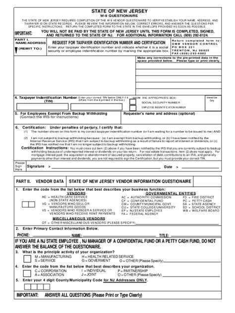 W9 New Jersey 2001 2024 Form Fill Out And Sign Printable Pdf Template Airslate Signnow