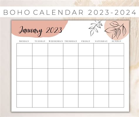 Updated 2024 2025 Monthly Calendar Bundle Neutral Boho Calendar