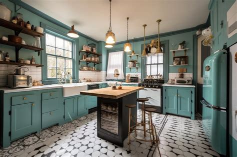 Vintage-style Kitchen, with Mix of Modern and Retro Appliances and ...